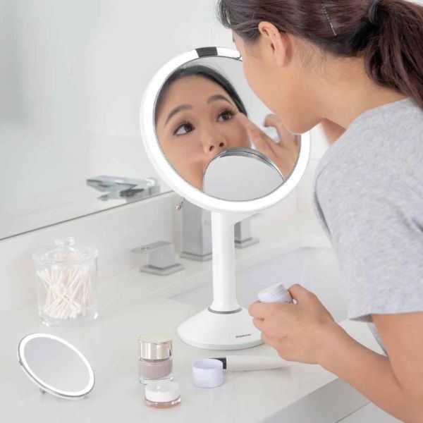 simplehuman Stand-Sensorkosmetikspiegel Ø20cm trio mit Touch-Helligkeitsregelung