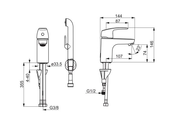 Hansa Hansapinto Waschtisch-Einhand-Einlochbatterie mit Funktionsbrause, chrom