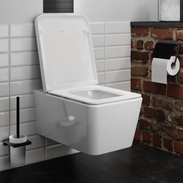Hansgrohe EluPura Q Wand-WC Set spülrandlos mit WC-Sitz mit SoftClose, SmartClean, weiß