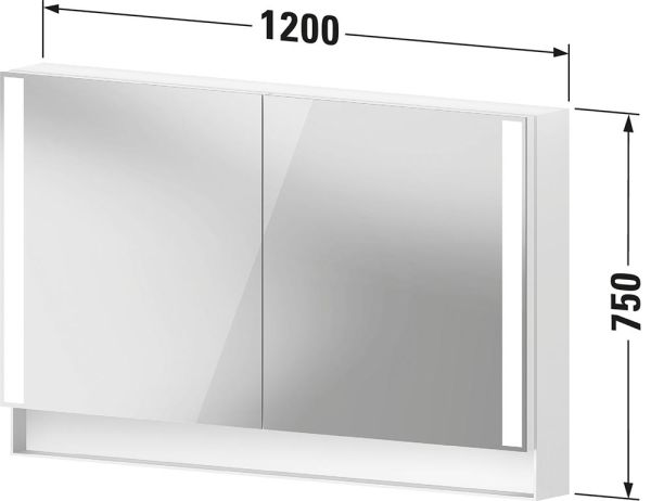 Duravit Qatego Spiegelschrank 120x75cm, mit 2 Türen und Nischenbeleuchtung, dimmbar