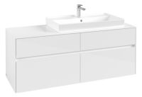 Vorschau: Villeroy&Boch Collaro Waschtischunterschrank passend zu Aufsatzwaschtisch 4A338G, 4 Auszüge, 140cm, weiß, C09000DH