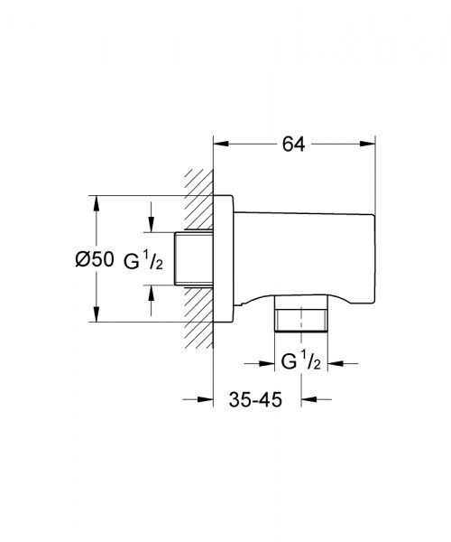 Grohe Rainshower Wandanschlussbogen, hard graphite gebürstet