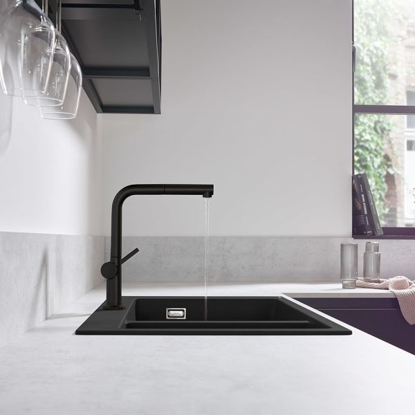 Hansgrohe Talis M54 Einhebel-Küchenmischer 270 mit Ausziehauslauf, Niederdruck, 1jet, schwarz matt 72860670