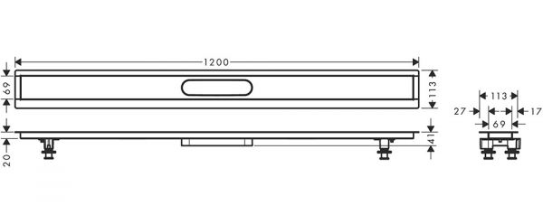 Hansgrohe RainDrain Installationsset 120cm, für Duschrinnen Fertigsets