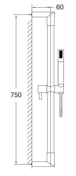 Steinberg Brausegarnitur mit Brausestange 750mm, Brauseschlauch 1,80m, Stabhandbrause, chrom