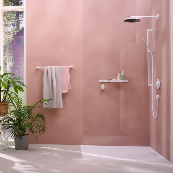 Hansgrohe Unica Brausestange Pulsify S 90 cm mit Push Handbrausehalter, weiß matt