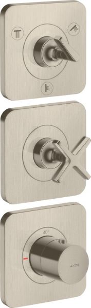 Axor Citterio E Thermostatmodul Unterputz für 3 Verbraucher, mit 3 Einzelrosetten brushed nickel 36704820