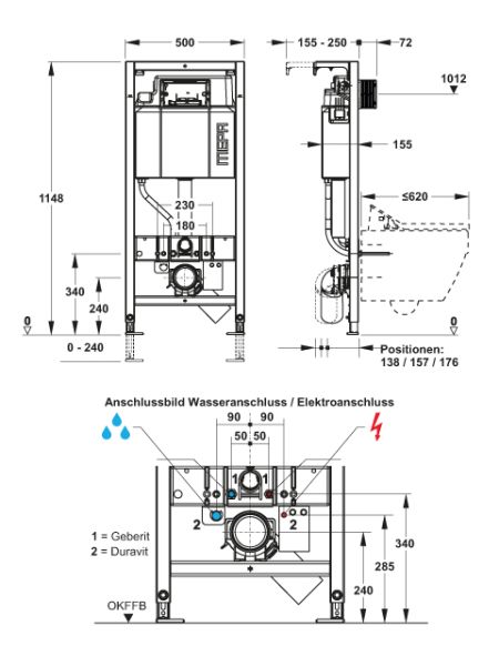 MEPA nextVIT WC-Montageelement Spülkasten Typ A31, für Dusch-WC, BH 120cm