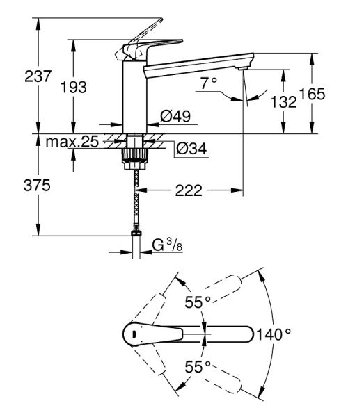 Grohe BauEdge Einhand-Spültischbatterie, DN 15, chrom 31693000 1