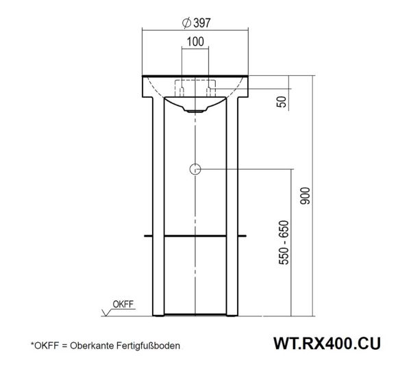 Alape Xcut Säulenwaschtisch mit Stahlgestell und Ablage, weiß