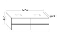 Burgbad Cube Waschtischunterschrank passend zu Grohe Cube Aufsatzschalen, mit 4 Auszügen, 140,6cm WWXZ141F3781