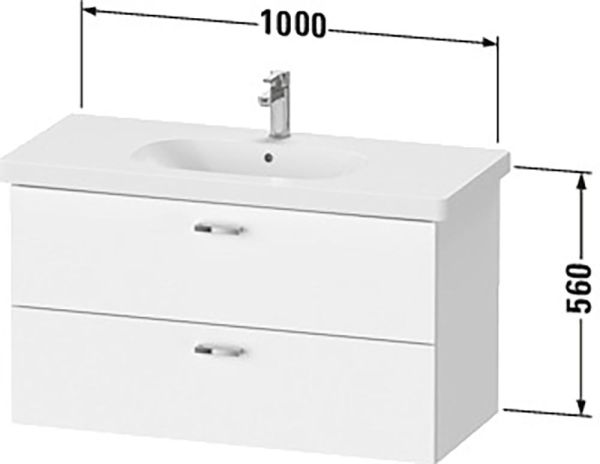 Duravit XBase Waschtischunterschrank 100cm, mit 2 Auszüge, passend zu Waschtisch D-Code 034210