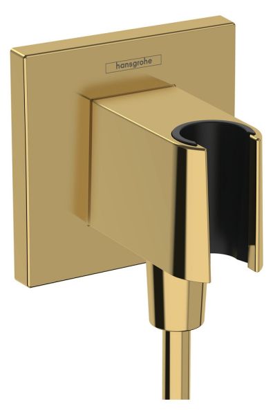 Hansgrohe FixFit E Brausehalter mit Schlauchanschluss, eckig, polished gold optic
