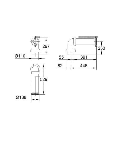 Grohe WC Universal Ablaufbogen, horizontal und vertikal 39454000