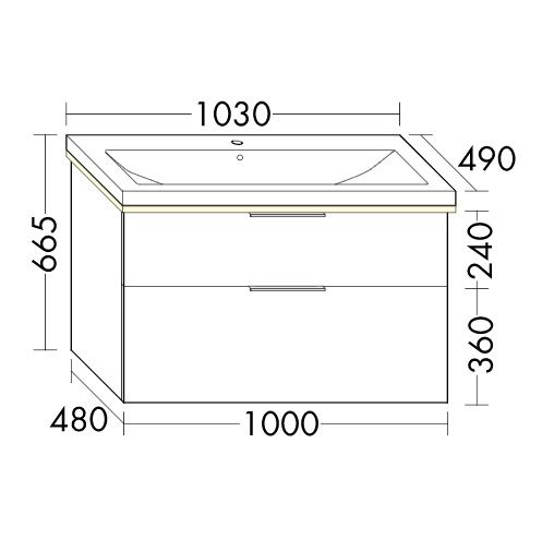 Burgbad Eqio Keramik-Waschtisch 103cm mit Unterschrank und LED-Beleuchtung