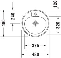 Vorschau: Duravit Universal Einbauwaschtisch rund Ø48cm, mit Hahnloch und Überlauf, weiß 5220480000