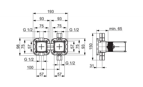 Hansa Hansamatrix Unterputz-Einbaukörper, Einhand-Batterie, mit 2-Wege-Umstellung