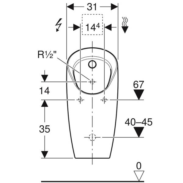 Geberit Urinal Preda, für UP-Steuerung, weiß