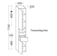 Vorschau: Burgbad Sys30 Hochschrank 30x176cm mit 2 Tip-On Schubladen & 1 Tür , Türanschlag links HS3038L