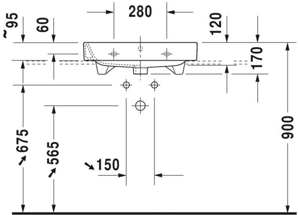 Duravit Happy D.2 Waschtisch 60x50,5cm, mit Hahnloch und Überlauf, geschliffen, weiß 2318600027