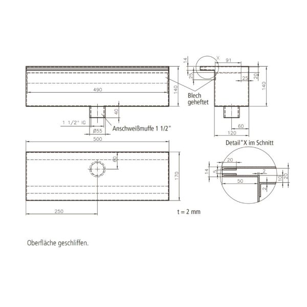 Ideal Texas, Modell 52 Schwalldusche, edelstahl poliert