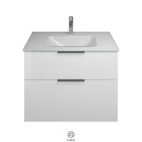 Vorschau: Burgbad Eqio Glas-Waschtisch mit Waschtischunterschrank, 2 Auszüge, 82cm, weiß hochglanz, Griff schwarz matt SEYX082F2009A0070G0200 2