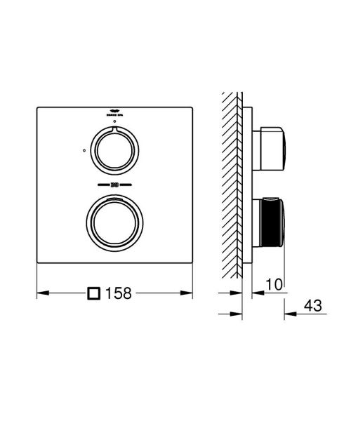 Grohe Allure Unterputz-Thermostat, 1 Verbraucher, eckig