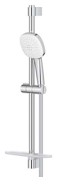 Grohe Tempesta Cube 110 Brausestangenset 60cm mit Ablage, 2 Strahlarten, 7,4 l/min, chrom