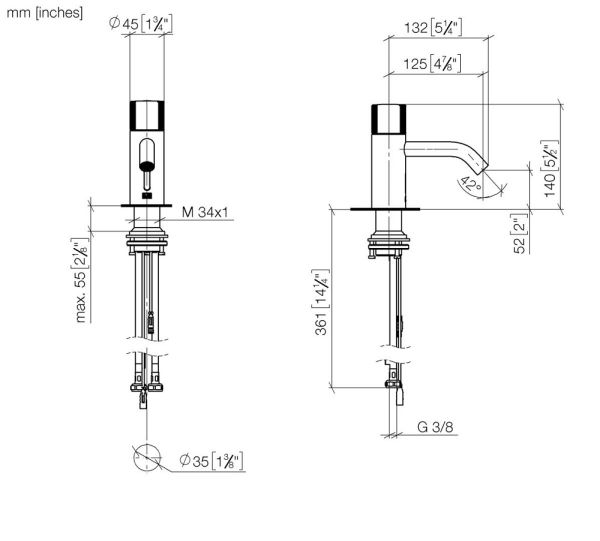 Dornbracht META Infrarot-Waschtischarmatur, Batteriebetrieb