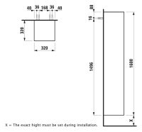 Vorschau: Laufen The New Classic Hochschrank 160cm, Scharnier links, techn. Zeichnung