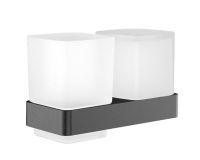 emco loft Glashalter, Seifenspender & Becher, Kristallglas satiniert, schwarzchrom gebürstet 053100501