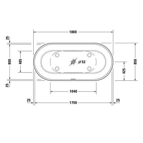 Duravit Luv freistehende Badewanne 180x85cm weiß matt