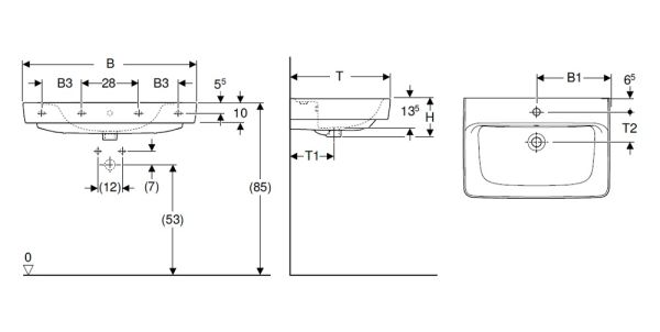 Geberit Renova Plan Aufsatz-Waschtisch mit Hahnloch, mit Überlauf, 55x44cm, weiß_3