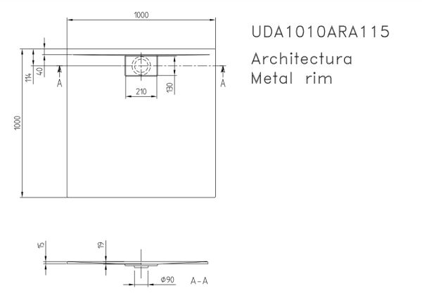 Villeroy&Boch Architectura MetalRim Duschwanne, 100x100cm, weiß UDA1010ARA115CV-01