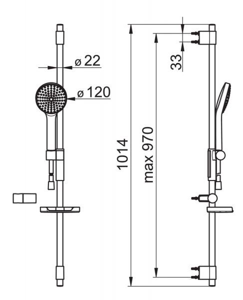 Hansa Hansaactivejet Wandstangen-Set 970mm, 1-strahlig, hellgrau/chrom