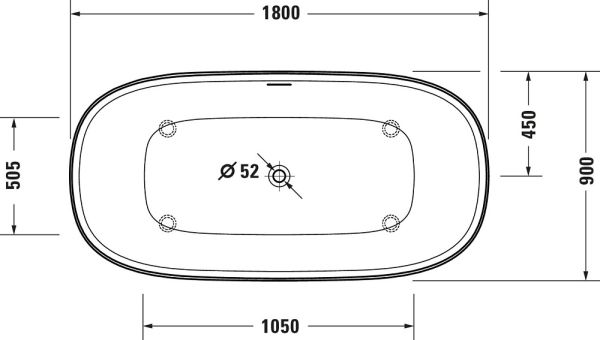 Duravit Zencha freistehende Badewanne oval 180x90cm, weiß