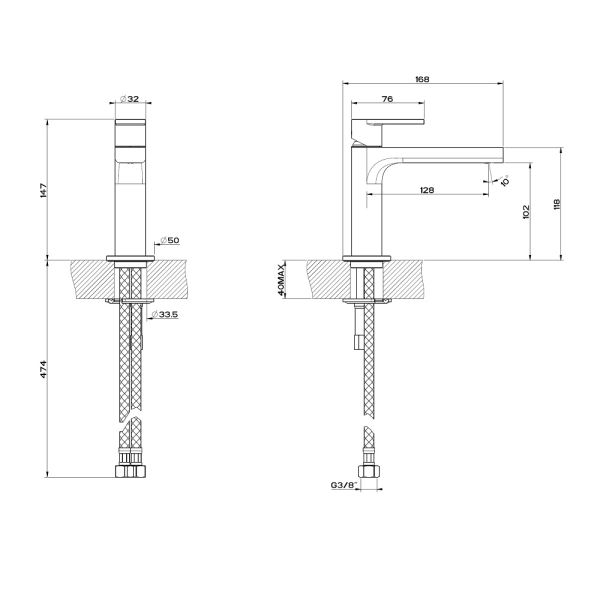 Gessi VIA MANZONI Waschtischarmatur