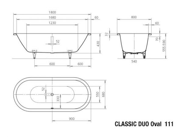 Kaldewei Classic Duo Oval-Badewanne 180x80cm Mod. 111