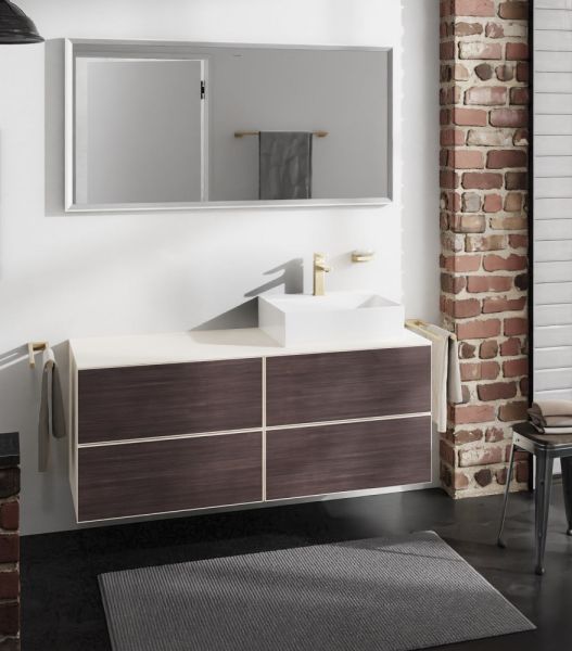 Hansgrohe Xevolos E Unterschrank 137cm für Aufsatzwaschtisch rechts mit Konsole, 4 Schubkästen, sandbeige matt eiche dunkel 54240730