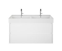 Burgbad Devio Keramik-Doppelwaschtisch 120cm, Unterschrank, 2 Auszüge, wandhängend SHKF121
