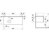 Vorschau: Laufen IL BAGNO ALESSI One Schubladenelement 1200, Ausschnitt links inkl. Hahnloch, zu WT H818977/8