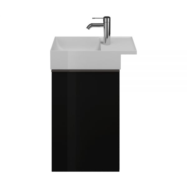 Burgbad Yumo Gästebad Mineralguss-Handwaschbecken 50,5x26,5cm mit Waschtischunterschrank und 1 Tür