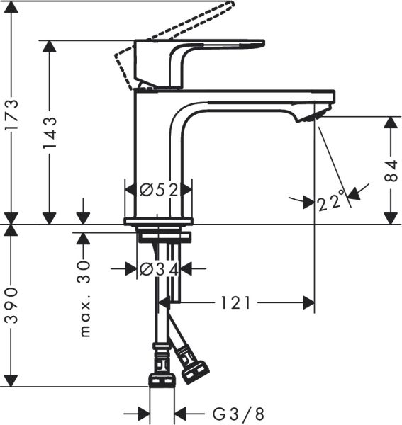 Hansgrohe Rebris E Einhebel-Waschtischarmatur 80 CoolStart ohne Ablaufgarnitur, chrom 72554000