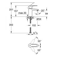 Vorschau: Grohe Eurostyle Cosmopolitan Waschtischbatterie, glatter Körper, S-Size, wassersparend, chrom