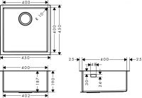 Vorschau: Hansgrohe S71 S719-U400 Unterbauspüle 400, edelstahl