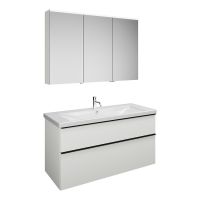 Vorschau: Burgbad Eqio Badmöbel-Set 123cm, Spiegelschrank, Keramik-Waschtisch und WT-Unterschrank