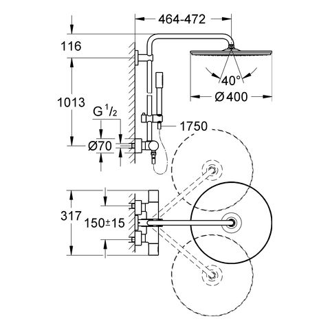 Grohe Rainshower® System 400 Duschsystem mit Thermostatbatterie, chrom