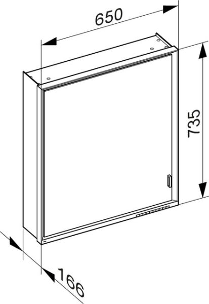Keuco Royal Lumos Spiegelschrank für Wandvorbau, 1 lange Tür, Türanschlag LINKS, 65x73,5cm 14301172101