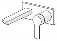 Vorschau: Hansa Hansaligna Waschtisch-Einhand-Wandbatterie, Wandrosette eckig, Ausladung 190mm, chrom