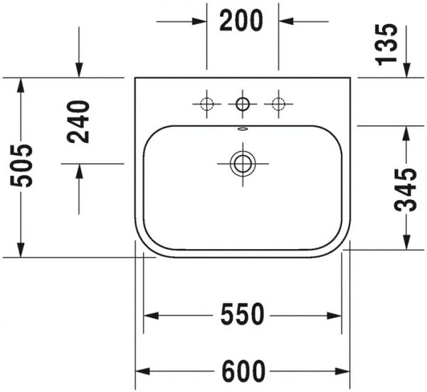 Duravit Happy D.2 Waschtisch 60x50,5cm, mit Hahnloch und Überlauf, geschliffen, weiß 2318600027